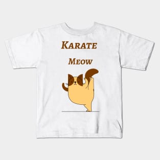 Karate Meow, Funny Kung Fu Cat , Ninja Cat Kids T-Shirt